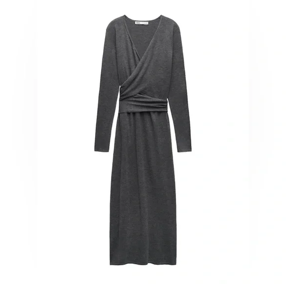 Zara | Dresses | Zara Nwt Medium Wool Blend Knit Wrap Midi Dress Gray Vneck Light Knit | Poshmark Zara | Dresses | Zara Nwt Medium Wool Blend Knit Wrap Midi Dress Gray Vneck Light Knit | Poshmark